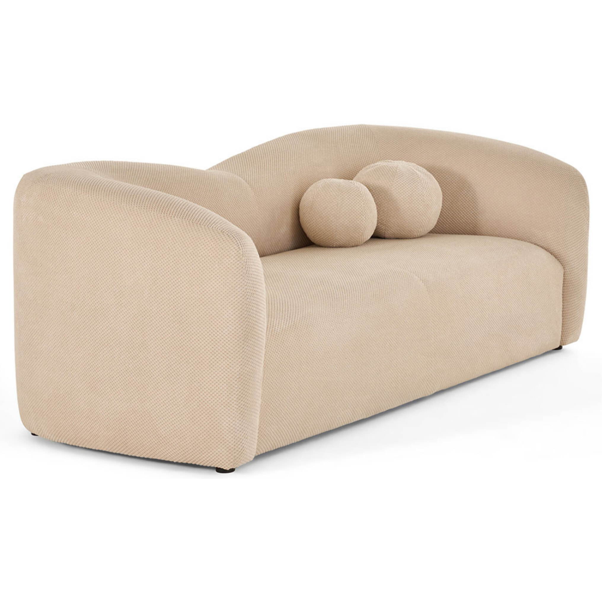 Charles - canapé droit 3 places en velours texturé - Beige