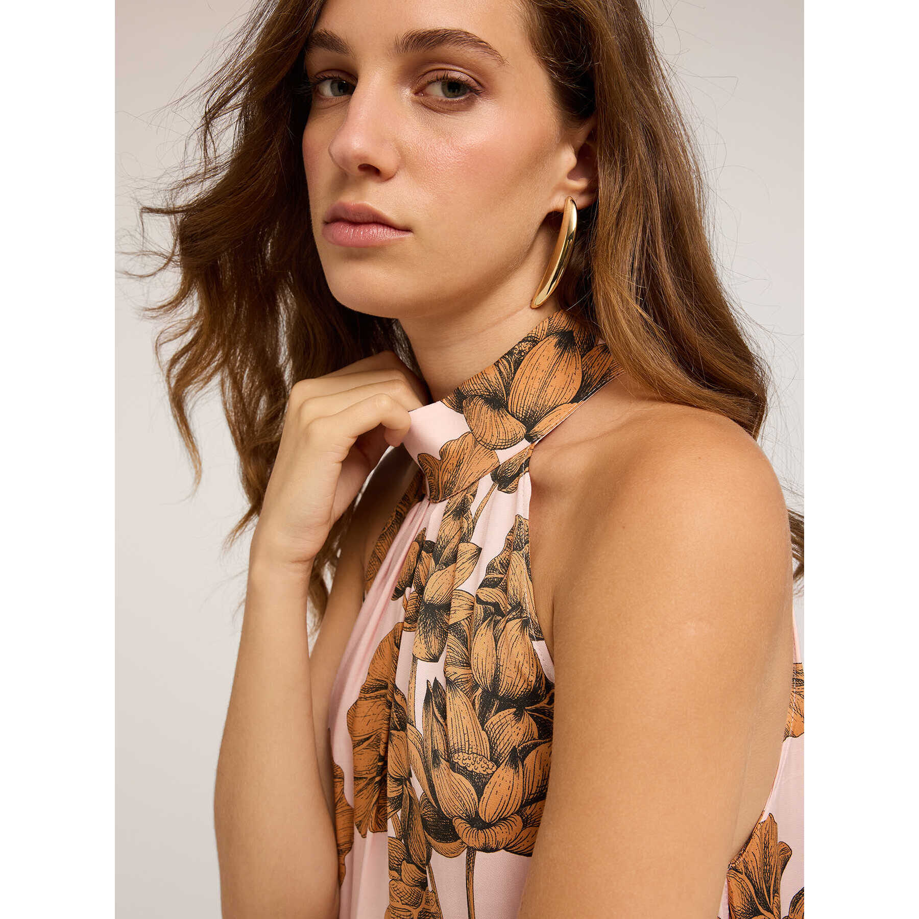 Motivi - Vestido largo floral - Rosa cipria