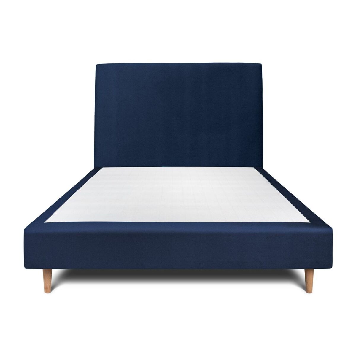 Lit avec tête de lit tapissée velours et sommier tapissier Ep20