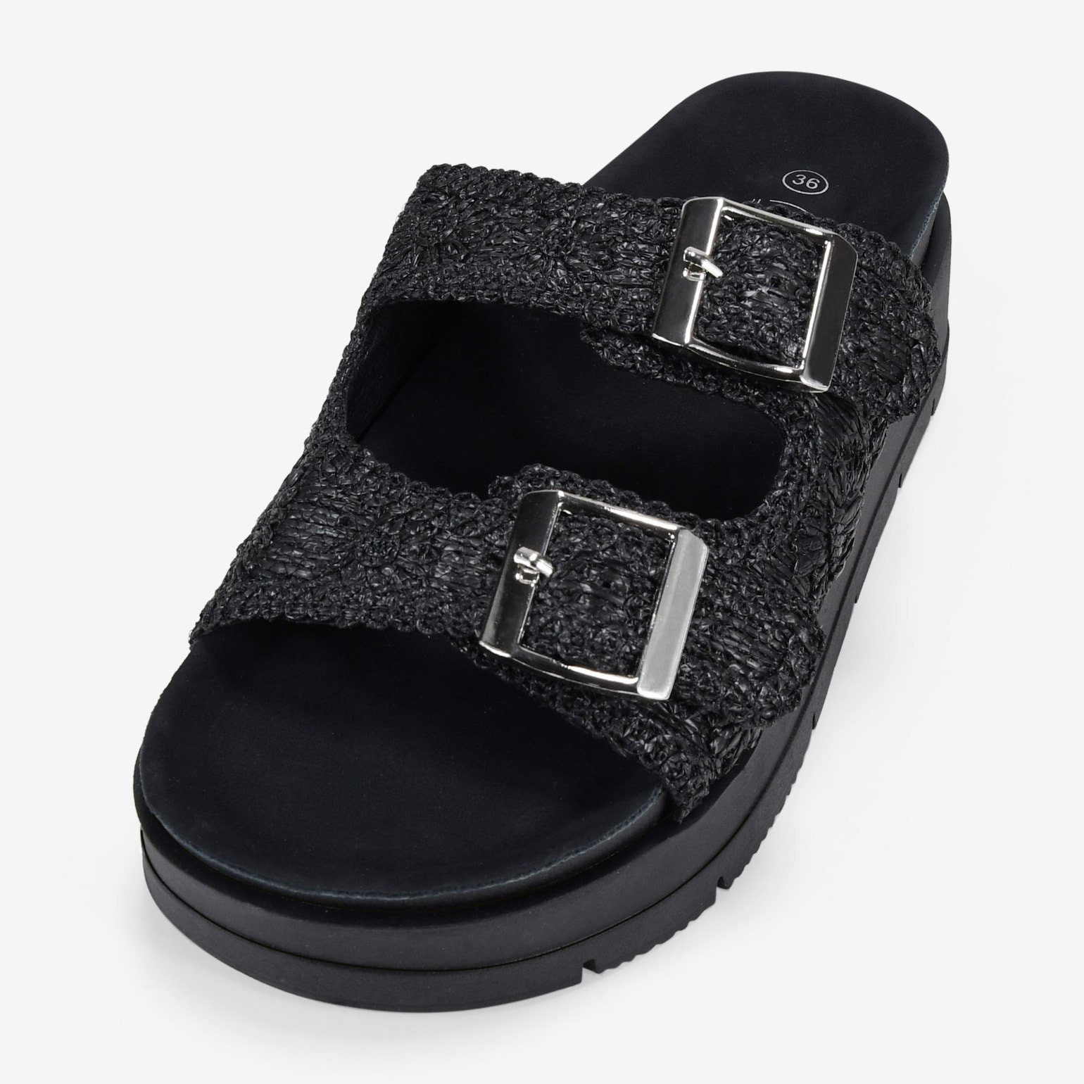 Sandalias plataforma negras con doble hebilla