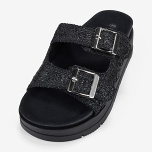 Sandalias plataforma negras con doble hebilla