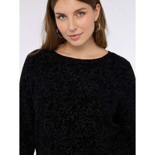 Fiorella Rubino - Camiseta de jersey con estampado de encaje en relieve - Negro