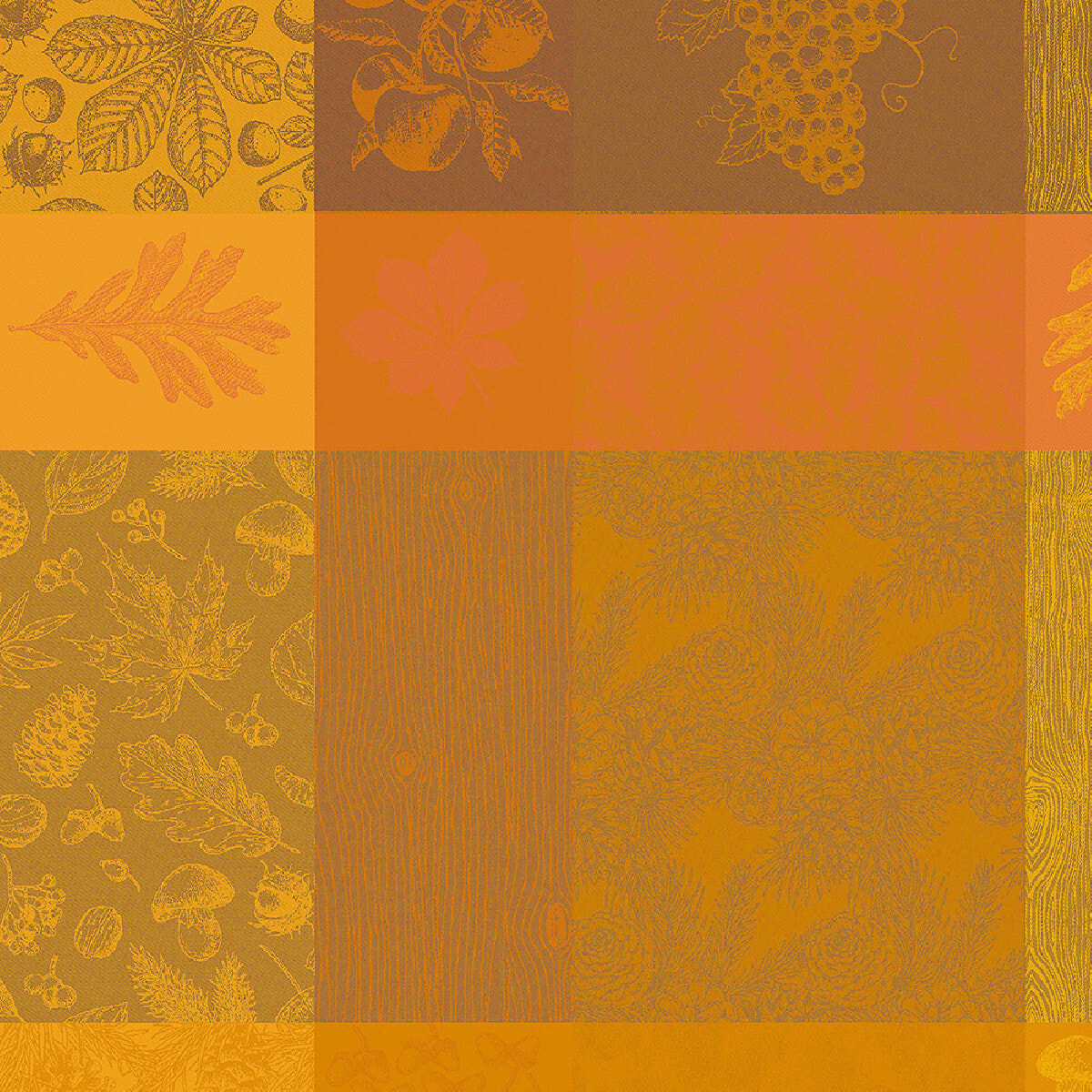 Serviette pur coton motif jacquard orange Mille bois d'automne potiron