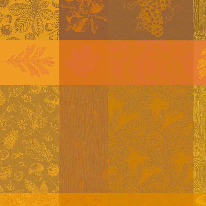 Serviette pur coton motif jacquard orange Mille bois d'automne potiron