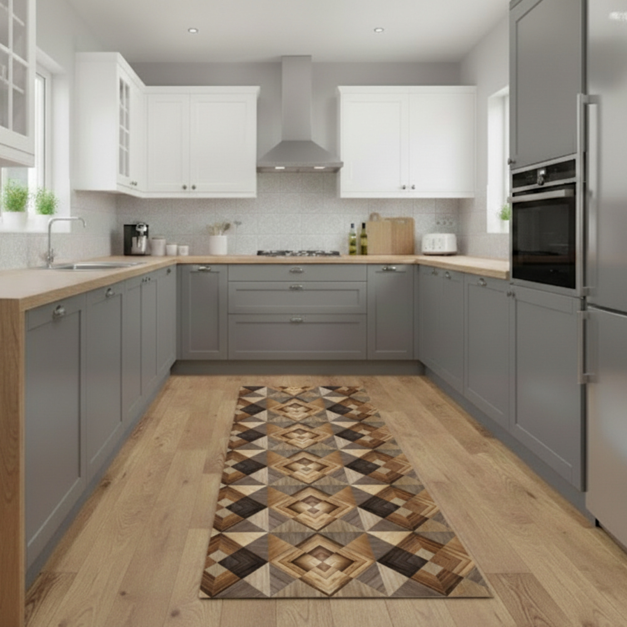 CASSESE HOME Passatoia/Tappeto Bordato in Poliestere con Retro Antiscivolo in PVC Made in Italy_Dec.1426