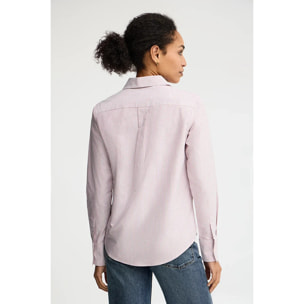 Camicia oxford a righe granata regular fit con ricamo Rigby Go