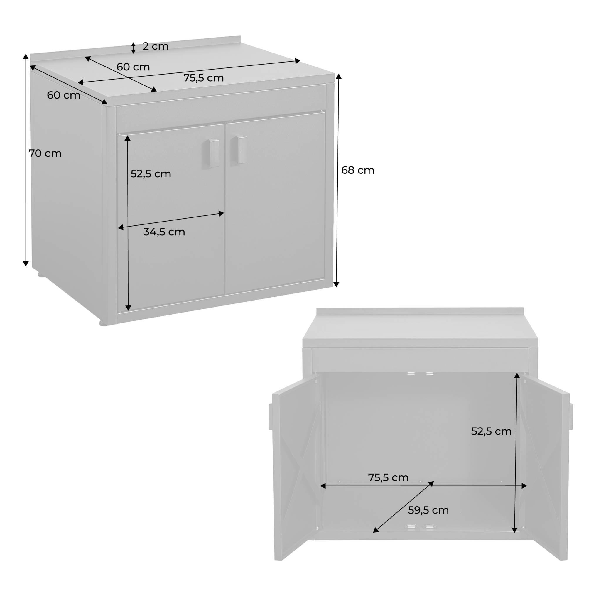 Cuisine extérieure acier 2 portes L75.5cm - Thira