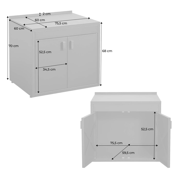 Module de cuisine extérieure acier 2 portes L75,5cm THIRA