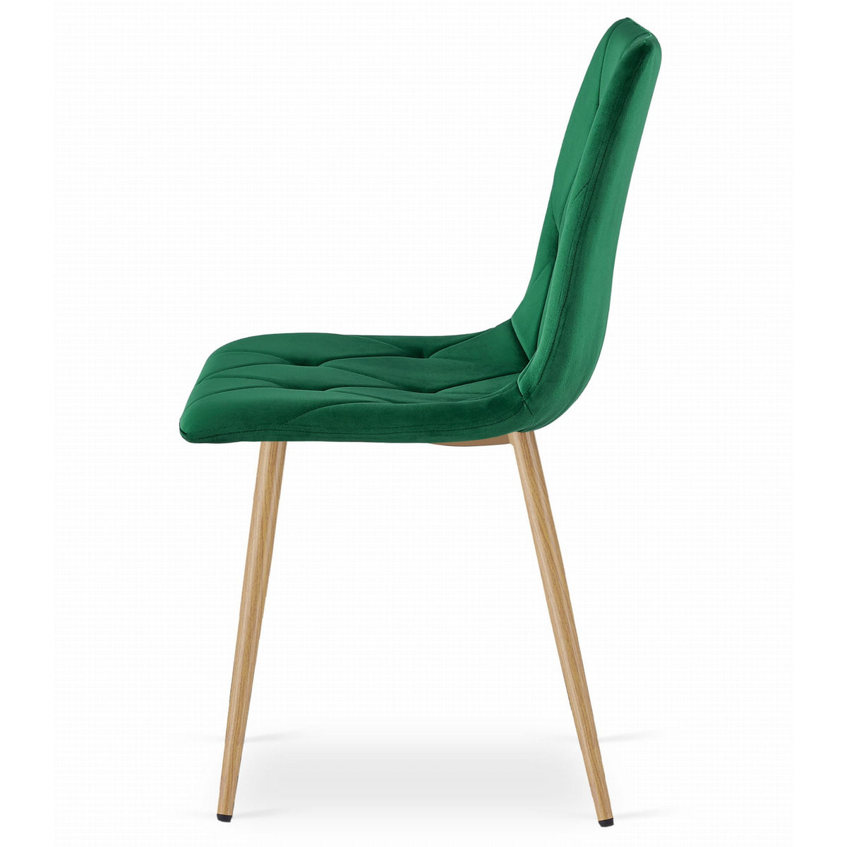 Set di 4 sedie Libra in velluto verde bosco e metallo effetto legno
