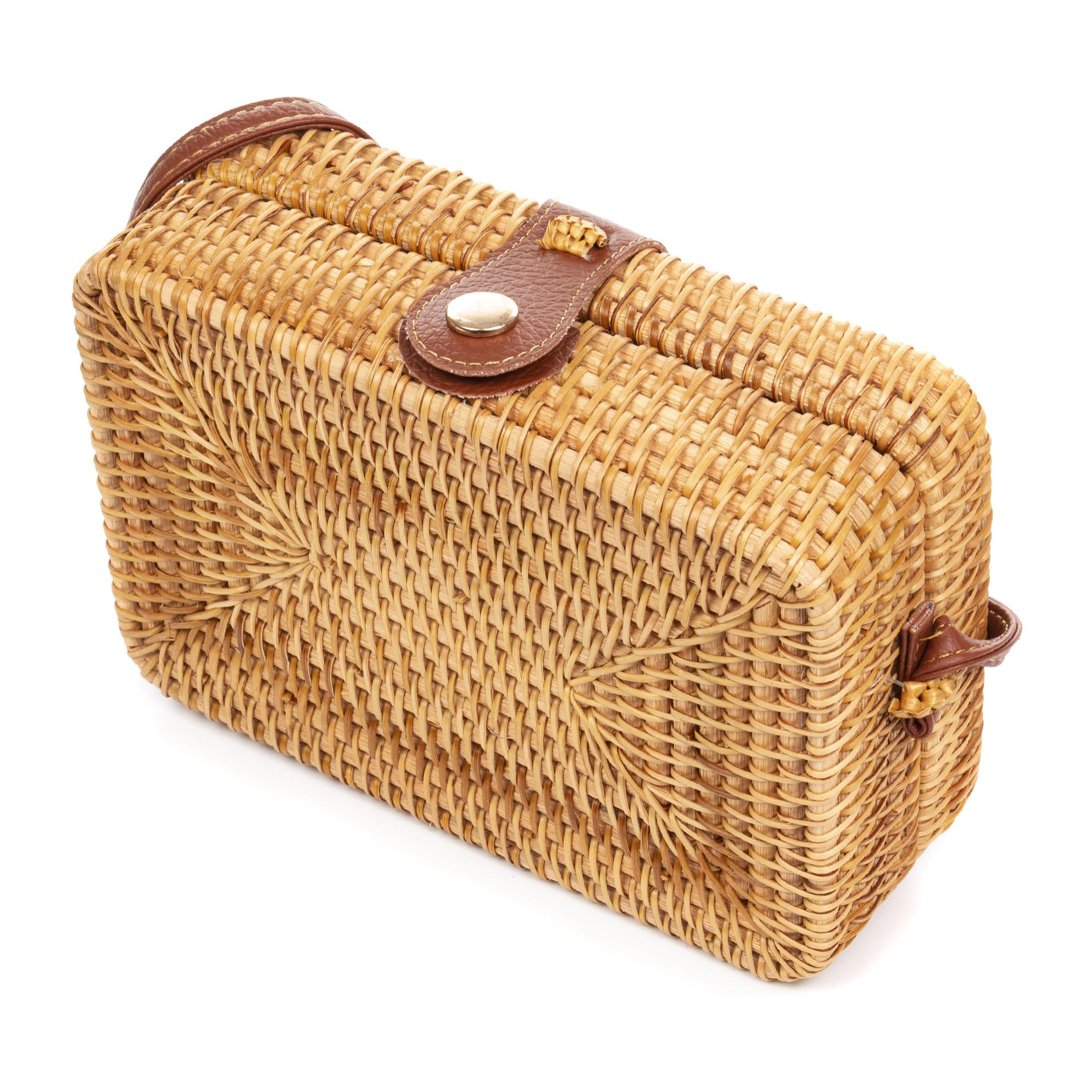 Borsa a tracolla Zaccanopoli in rattan.