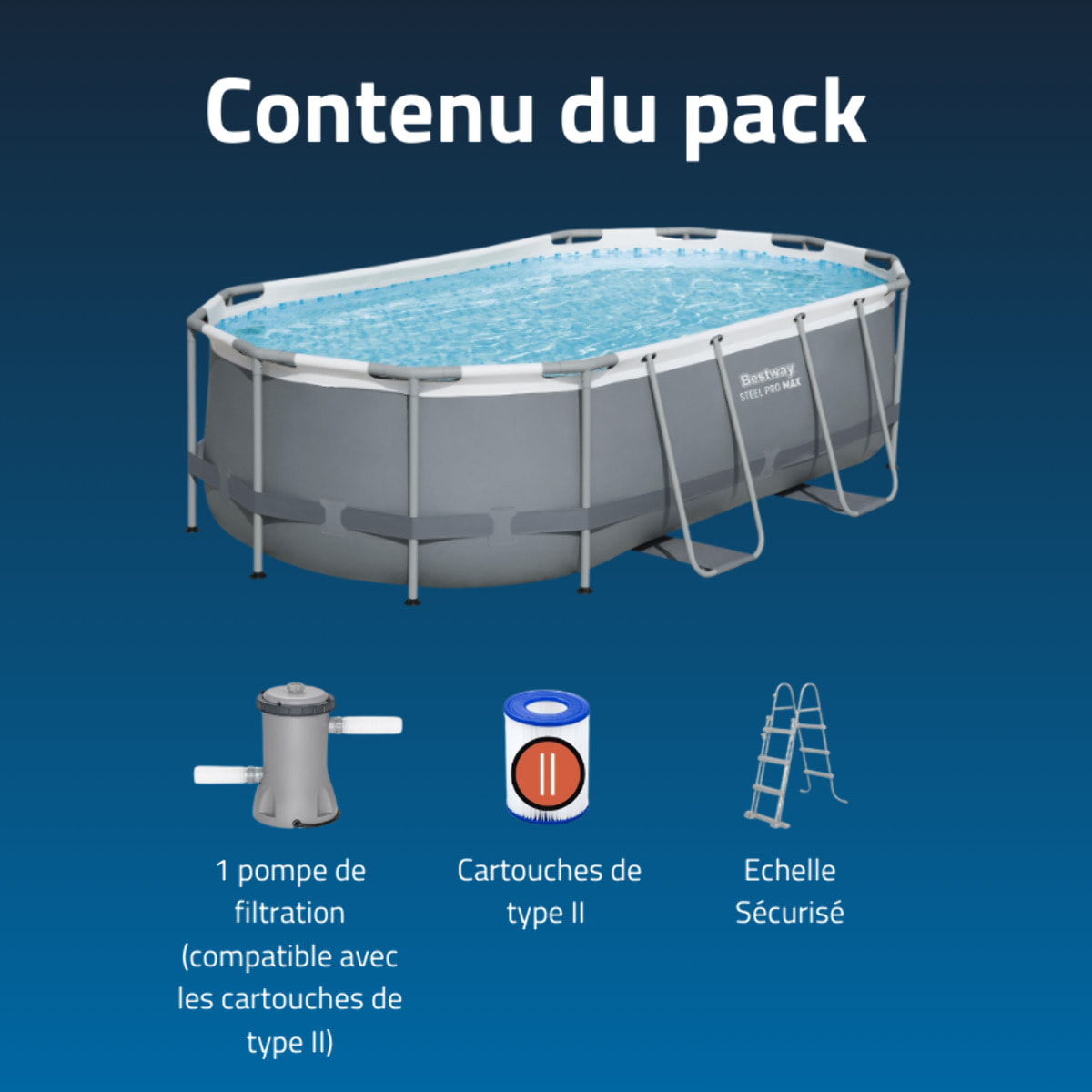 Bestway Piscine hors sol - Ovale - Steel Pro Max - 427 x 250 x 100 cm