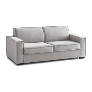 Divano letto 2 posti Alk, Sofà Soggiorno apertura girevole, Tessuto imbottito con Braccioli slim, 100% Made in Italy, Cm 160x95h90, Grigio