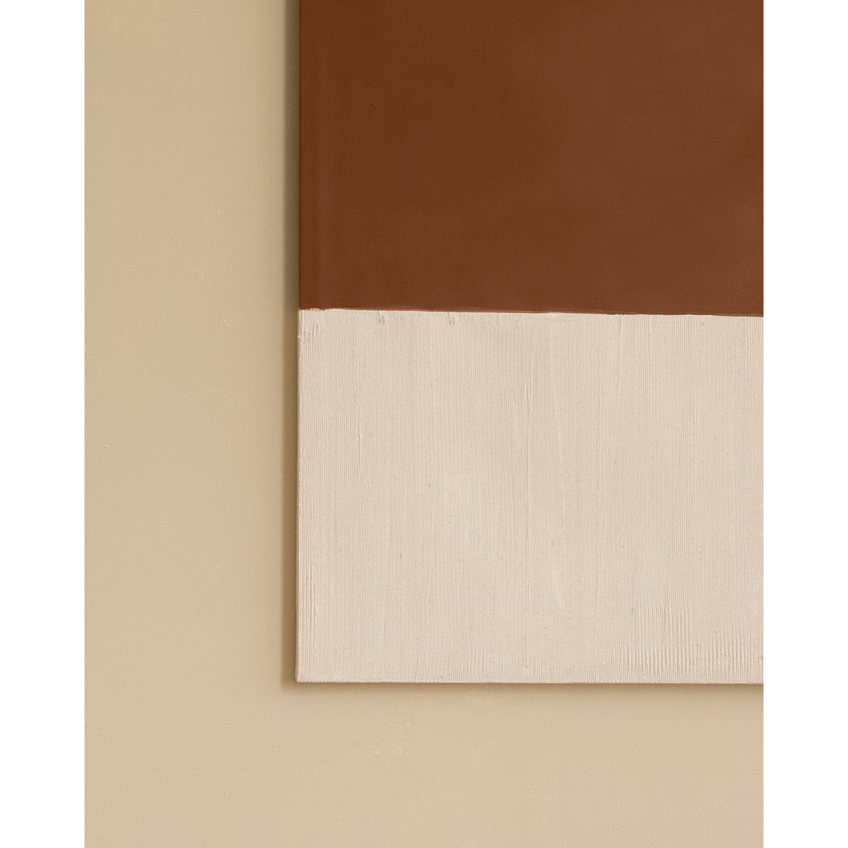 Cuadro teja y blanco decorativo sobre algodón con bastidor de madera pintado artesanalmente con pintura óleo en varias medidas