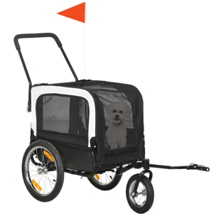 Remorque vélo jogger 2 en 1 pour chien - remorque à vélo pour chien - attache, drapeau, roue AV pivotante, réflecteurs - noir