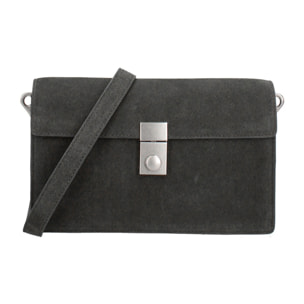 Borsa a tracolla da donna Made in Italy - Celeste Prime - Pelle scamosciata - 24.0 x 15.0 x 7.0 cm