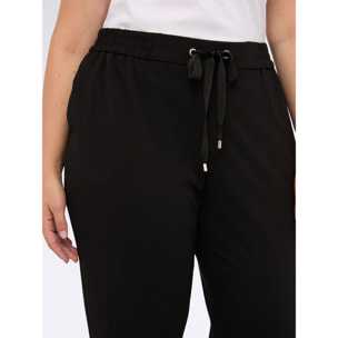 Fiorella Rubino - Pantalones jogger de tejido elástico con cordón - Negro