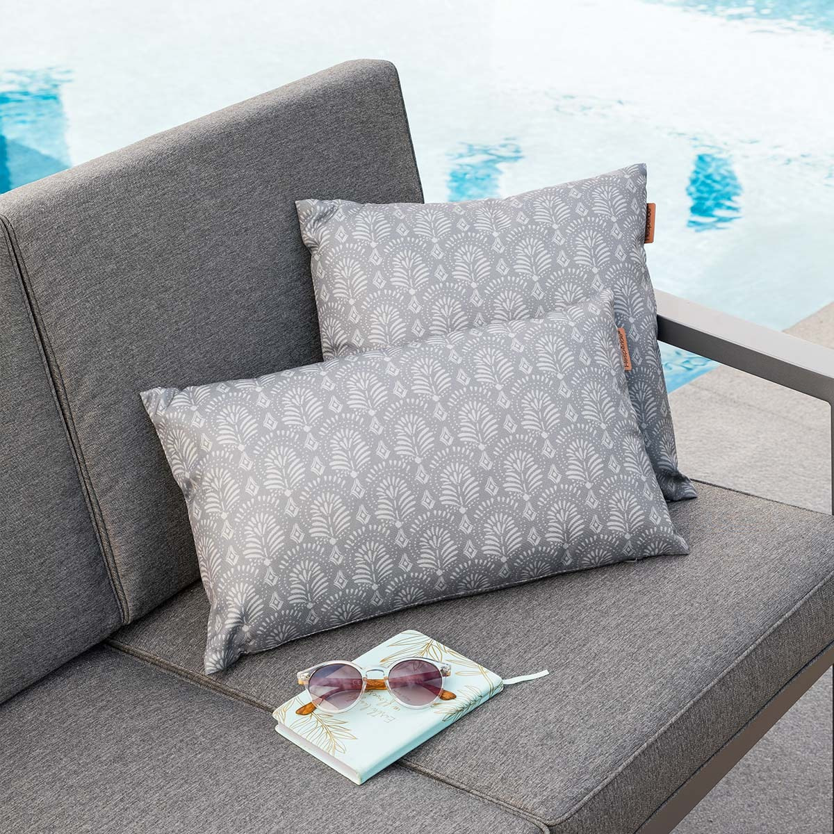 Coussin déco d extérieur "Adiya" ardoise 40x40cm en polyester