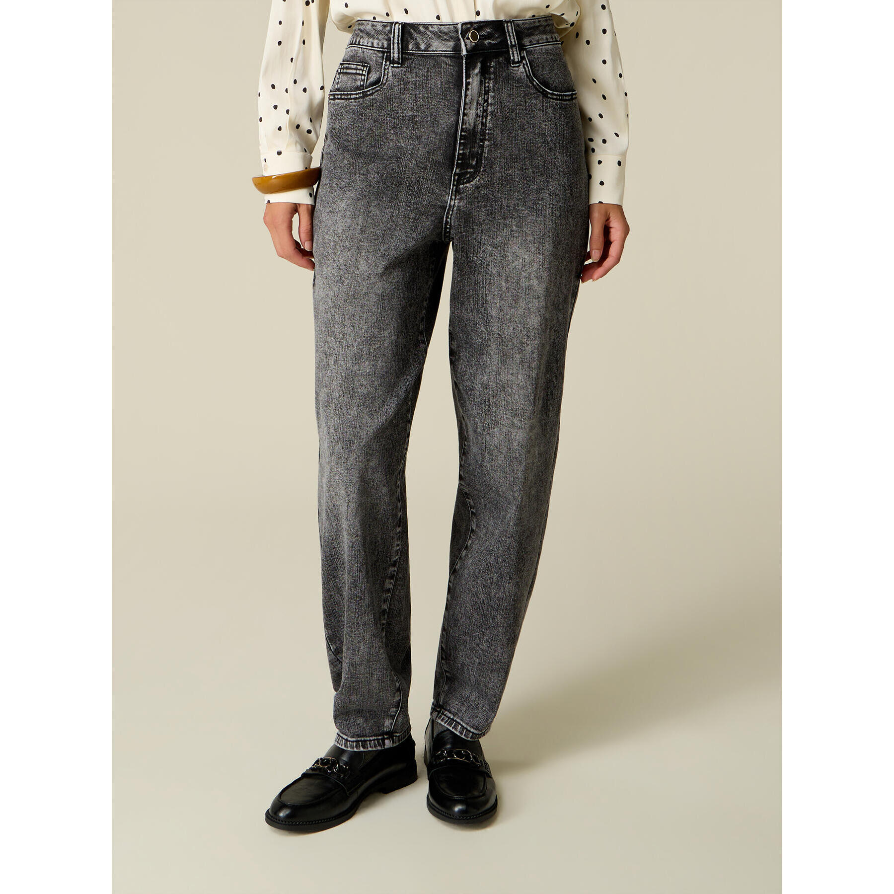 Oltre - Jeans boyfit stone washed - Grigio
