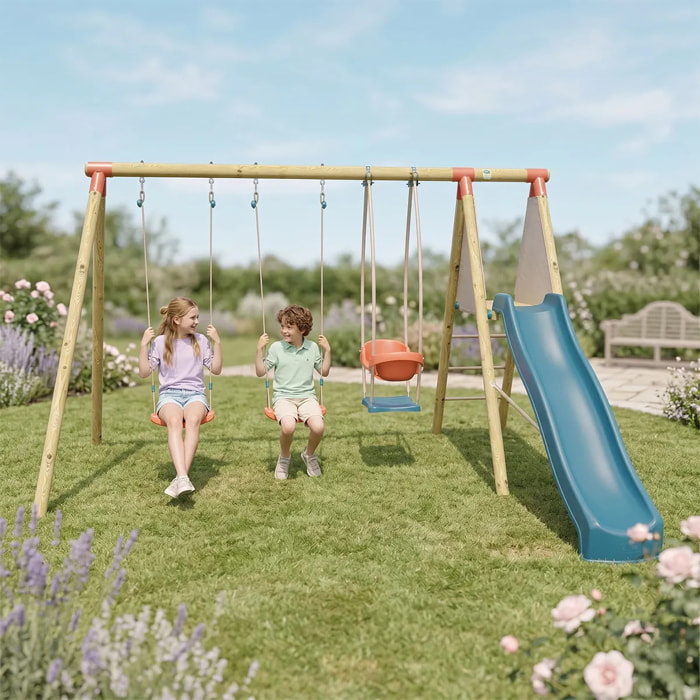 Balançoire en bois 2,30 m Topwood ZALMI 2 - 6 enfants