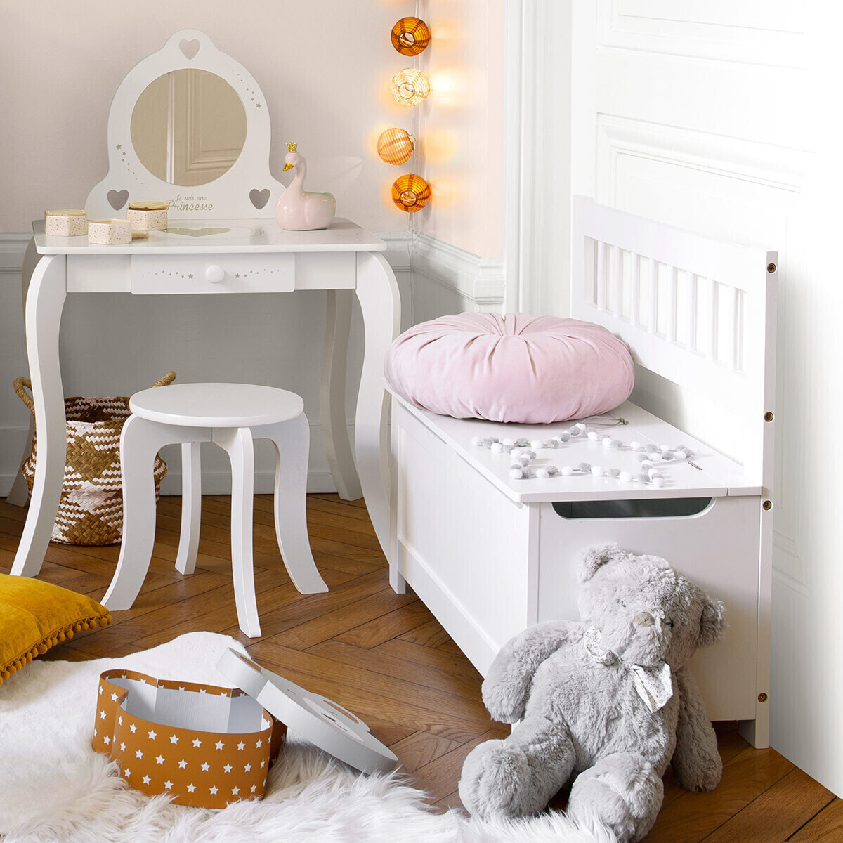 Banc coffre enfant blanc 75,5x64cm