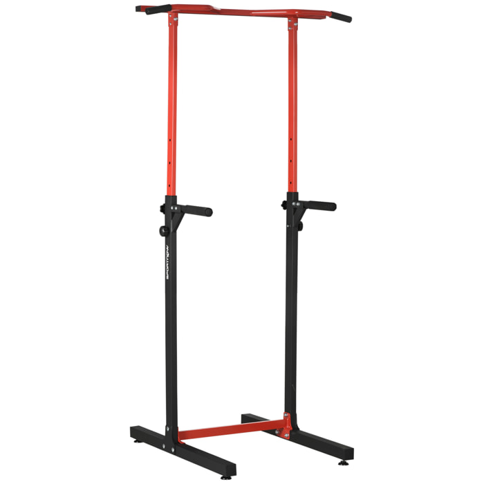 Station de musculation multifonction - barre de traction chaise romaine - hauteur réglable 6 niv. - acier noir rouge