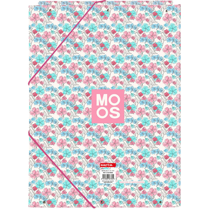 Carpeta folio 3 solapas moos "flores"