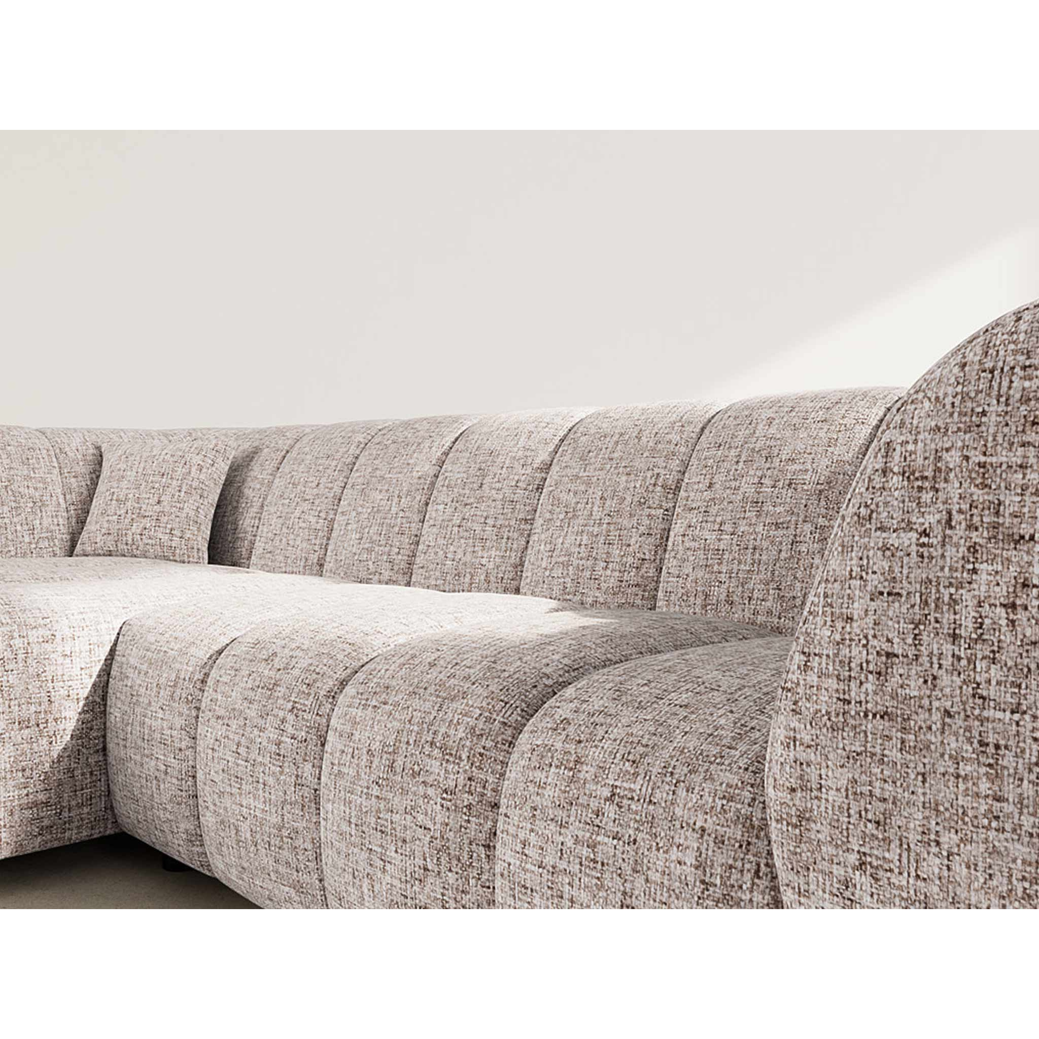 Curtis - canapé d'angle gauche 4 places avec accoudoir en tissu texturé - Taupe