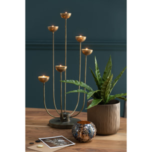 J-Line bougeoir Lise - verre - marron/or - small