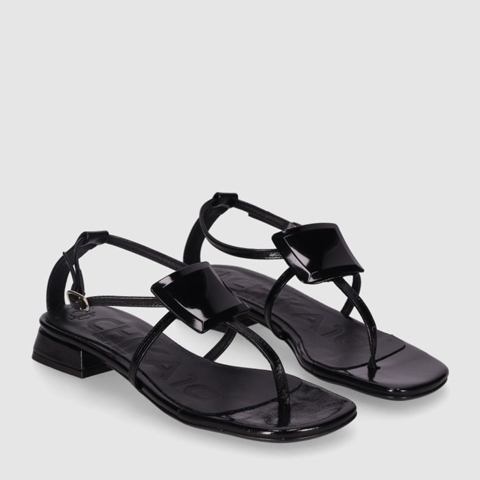 Sandalias - Negro - Tacón: 3 cm