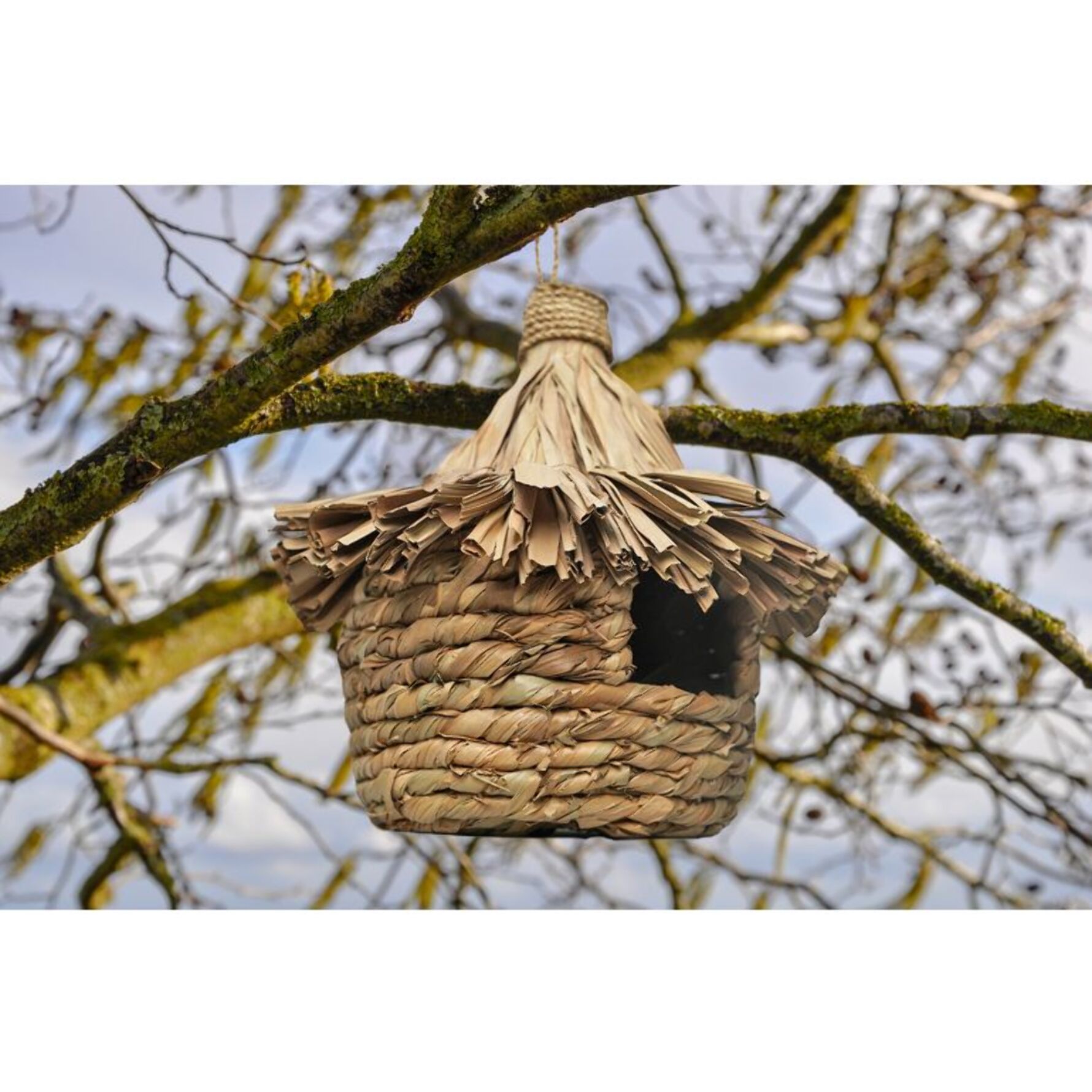 Grand nichoir pour oiseaux D. 43 cm en feuilles de pandan - NID