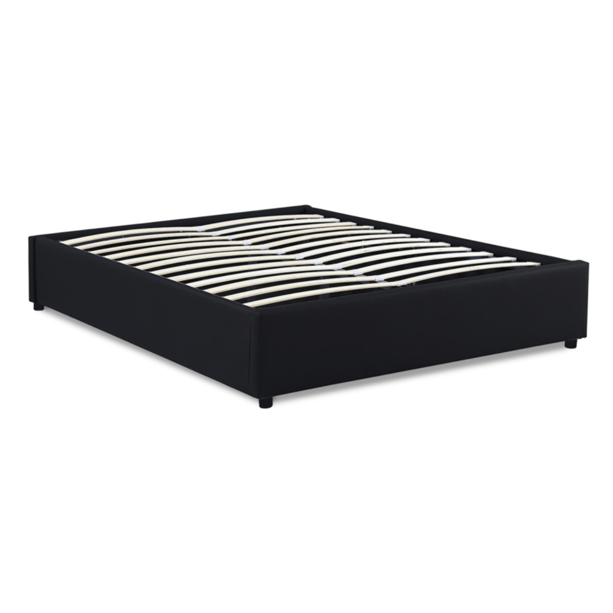 Lit coffre Otto en similicuir noir avec sommier 140x190cm