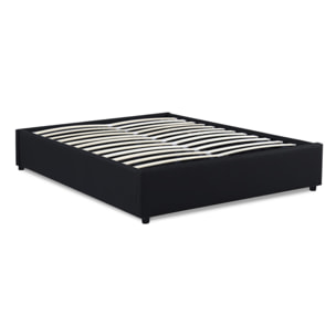 Lit coffre Otto en similicuir noir avec sommier 140x190cm
