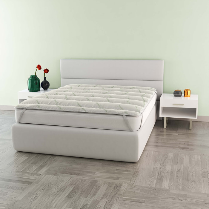TOPPER TRAPUNTATO CANAPA CON ELASTICI - Made in Italy