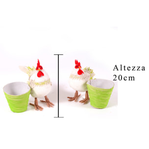 Gallo/Gallina Con Contenitore. Altezza 16 Cm - Pezzi 4 - 16X16X15cm - Colore: Incolore  - Bianchi Dino - Soggetti Pasquali, Conigli, Galline, Pecore Ecc