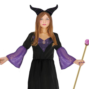 Abito Strega Malefica Costume Halloween Nero Viola Bambina