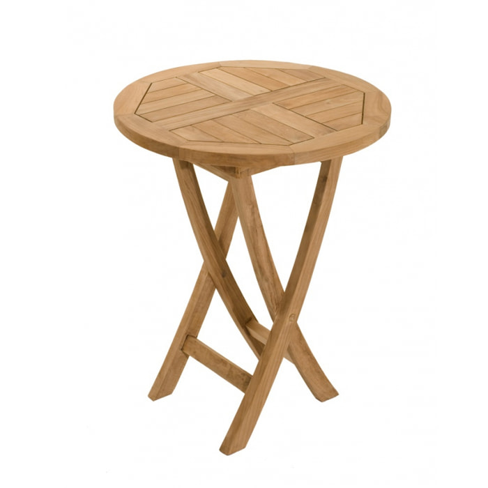 HARRIS - Table de jardin 2 personnes, ronde pliante 60x60cm en bois Teck