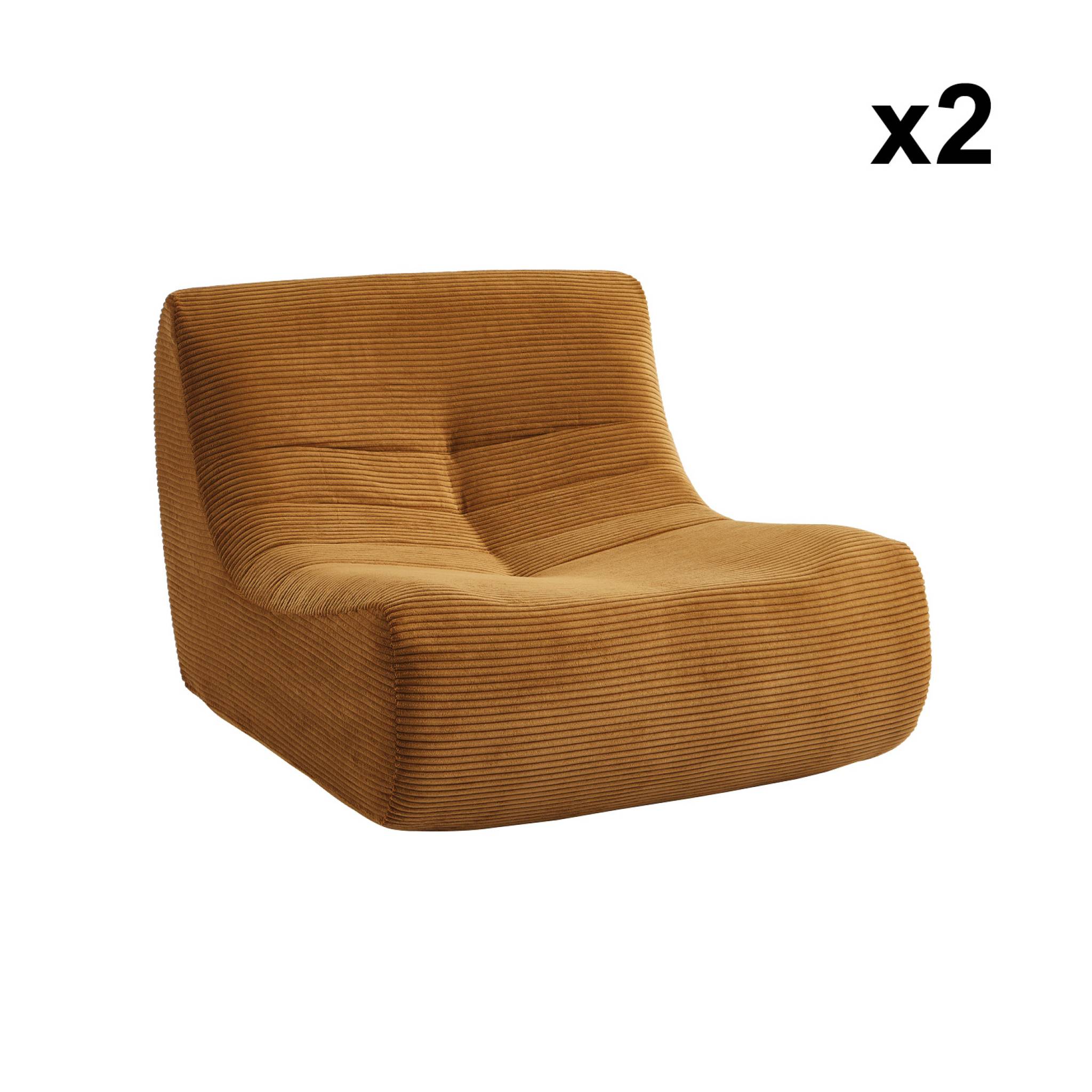 Chauffeuse velours côtelé 2 places moutarde L 91 x P 105 x H 72 cm - SOKOL