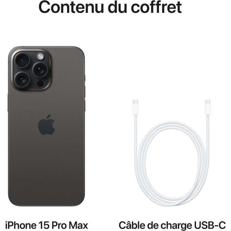 Apple iPhone 15 Pro Max (Titane noir) - 512 Go - Smartphone Apple
