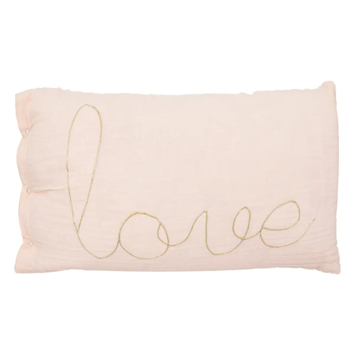 Coussin rectangulaire "Lili" en gaze de coton 50x30cm rose