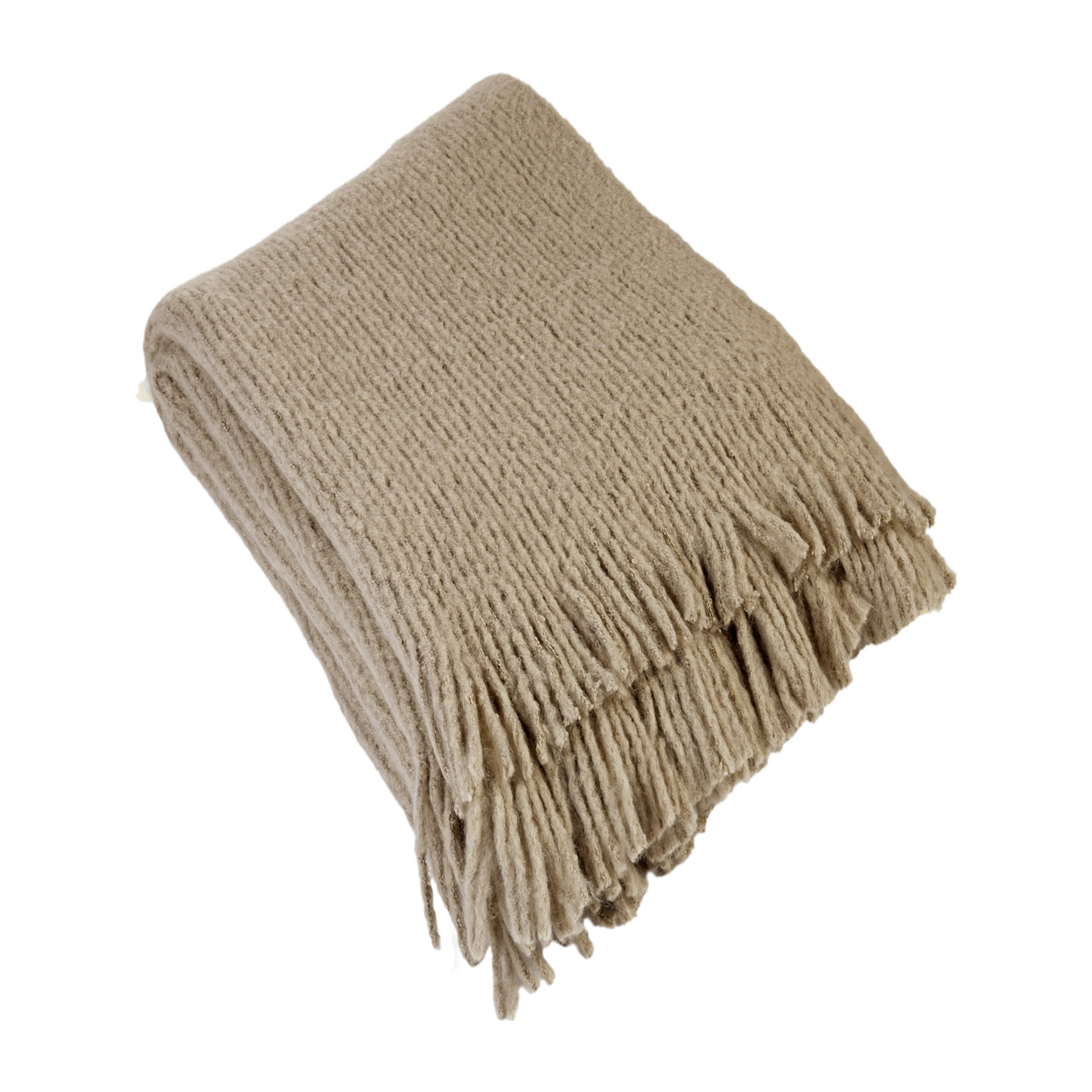 Plaid maille  - Effet laine tricotée - Taupe
