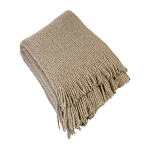 Plaid maille  - Effet laine tricotée - Taupe