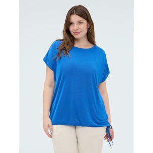 Fiorella Rubino - T-shirt in jersey con coulisse - Bluette