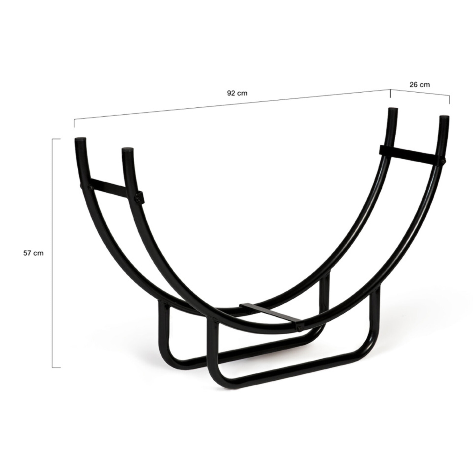 Range bûches arche noir en acier