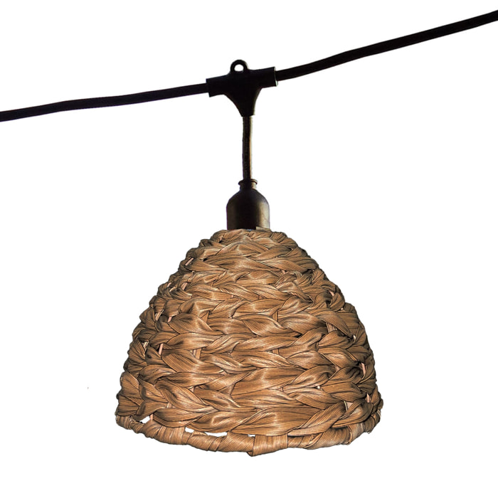 Lot de 2 guirlandes lumineuses extérieur connectables 14 abat-jour cloche marron style rétro ampoules E27 LED blanc chaud 2x MELLOW LIGHT 10m
