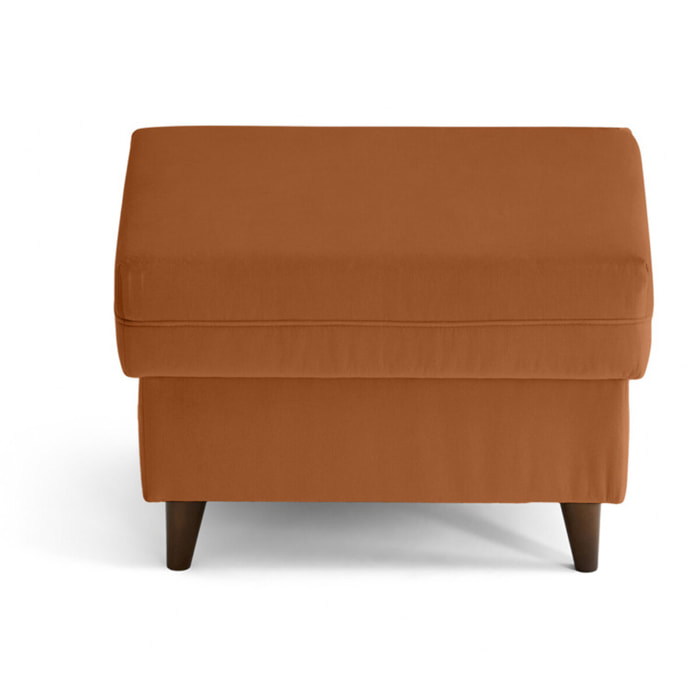 Brooke - pouf en velours pieds en bois - Rouille
