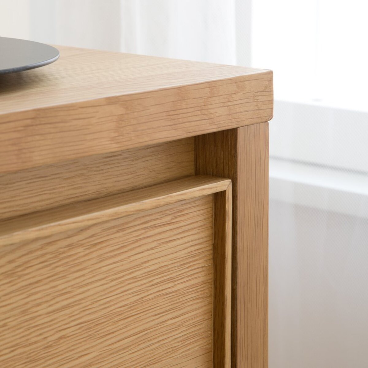 Buffet Nairobi -panneau en tôle naturelle et panneau stratifié technique-couleur chêne naturel 160 x 80 x 45 cm