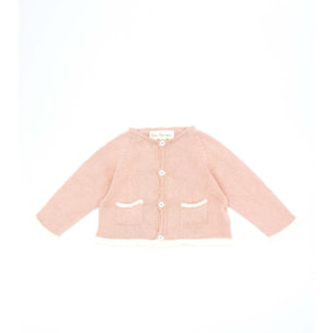 Chaqueta contraste crudo mohair rosa