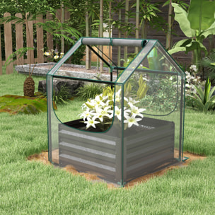 Mini carré potager serre 2 en 1 - 70 x 70 x 90 cm - anthracite transparent