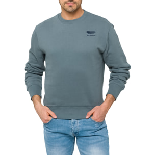 Sudadera MAKALU cuello redondo en algodón Azul mineral