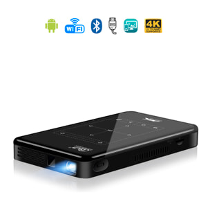 Mini videoproiettore portatile LED P09 II, DLP. Android 9.0, Wi-Fi, pannello touch. Batteria ricaricabile. Clonazione schermo. Netflix, YouTube, ecc.
